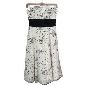 BCBGMAXAZRIA Black and White Polka Dot Strapless Tulle Dress